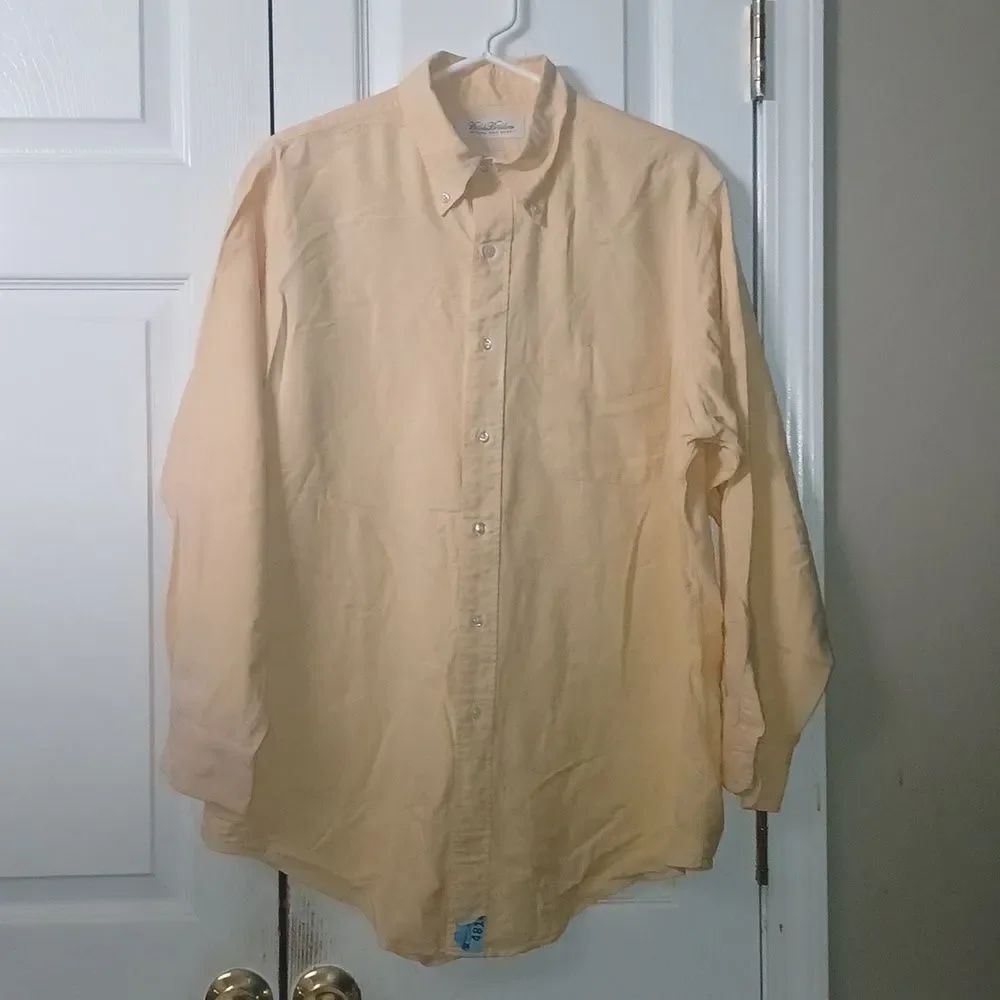 Brooks Brothers Original Polo Shirt yellow long sleeve button down Sz 16 (32)